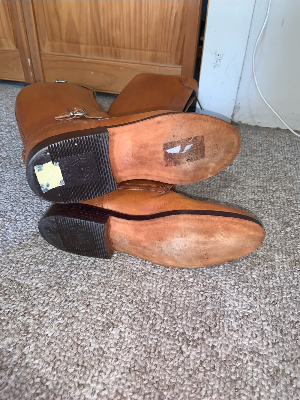 Tall Leather Riding polo Boots in Cognac British tan Brown custom 9 wide - Picture 7 of 12